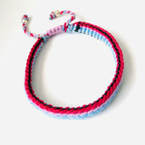 Armband - winter weave rood/blauw/rose