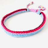 Armband - winter weave rood/blauw/rose