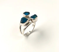 Ring 925 Sterling zilver - met ruwe blauwe apatiet