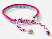 Armband - winter weave rood/blauw/rose