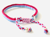 Armband - winter weave rood/blauw/rose