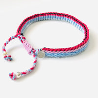 Armband - winter weave rood/blauw/rose