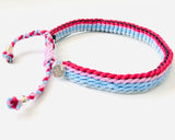 Armband - winter weave rood/blauw/rose